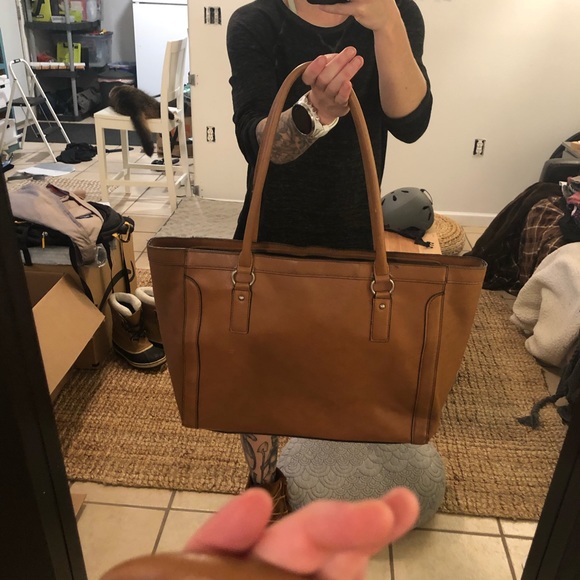 Simple Faux Leather zipper Tote - Picture 1 of 3